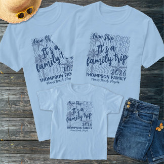 Ach Schiff Blaue Monochrome Passende Familienferie T-Shirt