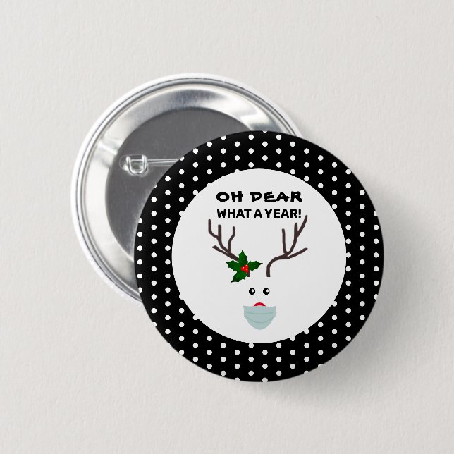 Ach, was für ein Jahr Weihnachtsmann Button (Vorne & Hinten)