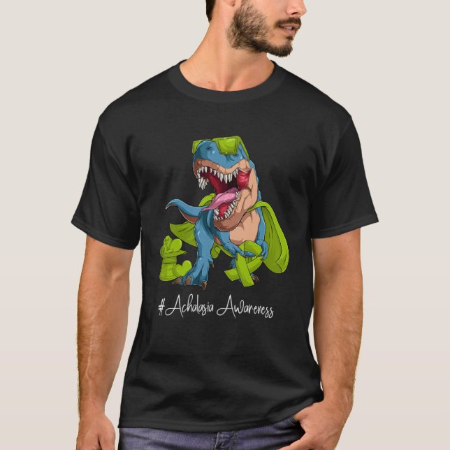Achalasis Awareness Month Lime Green Ribbon Trex T-Shirt (Vorderseite)