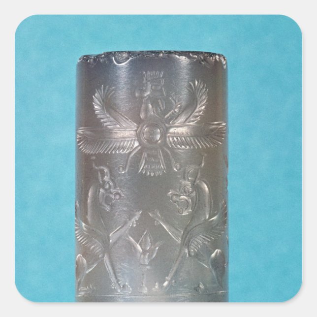 Achämenisches ZylinderSiegel Quadratischer Aufkleber (Vorderseite)