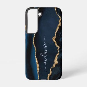 Achat Blau Gold Glitter Marmor Benutzerdefinierter Samsung Galaxy Hülle