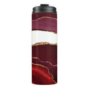 Achat Bordeaux und Gold Thermosbecher
