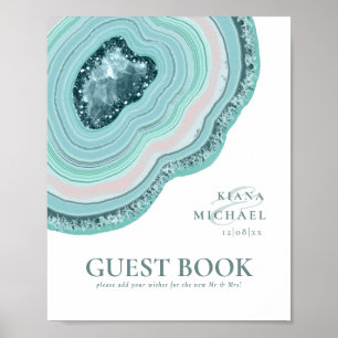 Achat Geode Glitter Hochzeitsgästebuch Türkis ID64 Poster