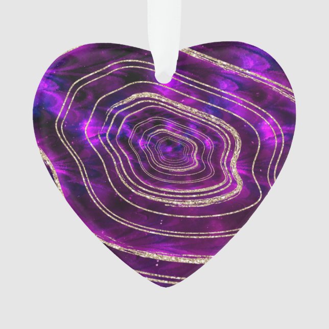 Achat Geode kosmischer Kristall-GoldGlitzer Ornament (Vorderseite)