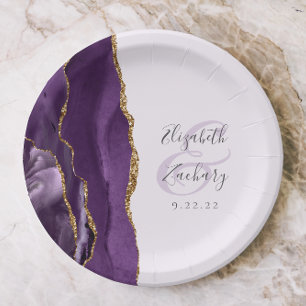 Achat-Geoden-Schrift blasslila Goldene Hochzeit Pappteller