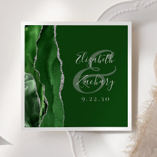 Achat-Geoden Schrift Jägergrün Silber Hochzeit Serviette