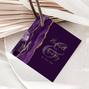 Achat-Geoden-Schrift lila Gold-Pflaume-Hochzeit Geschenkanhänger