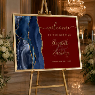 Achat Hochzeits-Willkommensschild Navy Blau Gold B Poster