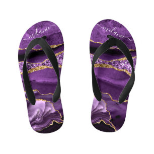 Achat Lila Gold Individueller Name Kinder Flip Flo Kinderbadesandalen