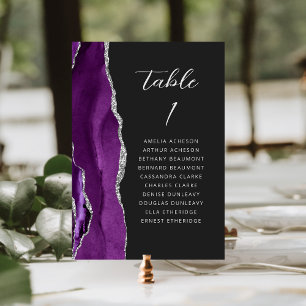 Achat Lila Silber Moderne Schrift Dunkle Hochzeit Tischnummer