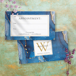 Achat-Marmor Blau-Gold-Monogramm-Termin-Karte Visitenkarte