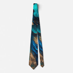 Achat Navy Blau Gold Edelstein Marmor Geode Luxus  Krawatte