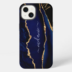 Achat Navy Blau Gold Glitter Monogramm iPhone-Hüll iPhone Hülle