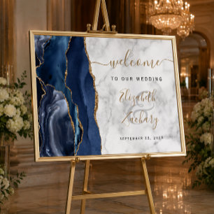 Achat Navy Blau Gold Marmor Hochzeits Willkommen Poster