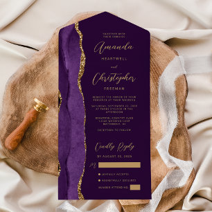 Achat Purpur Gold Schrift Pflaume All In One Einladung