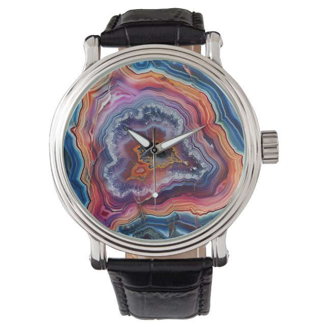 Achat-Scheiben-Uhr Armbanduhr (Vorderseite)