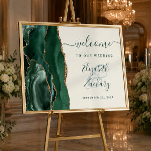 Achat Smaragdgrün Gold Elfenbein Hochzeit Willkomm Poster