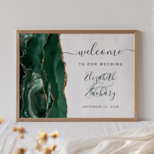 Achat Smaragdgrün Gold Hochzeit Willkommen Poster