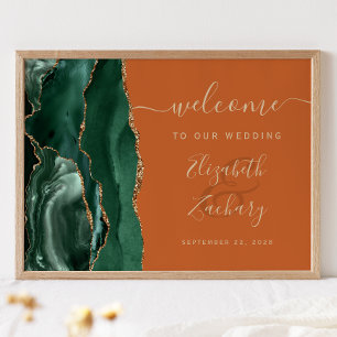 Achat Smaragdgrün Gold Rost Hochzeit Willkommen Poster