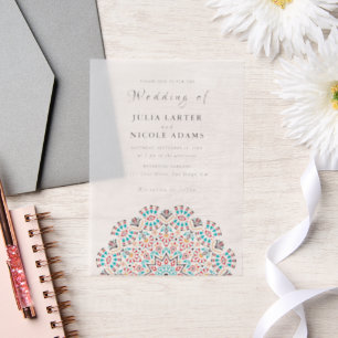 Achat Türkis Teal & Wein Florales Mandala Hochzeit