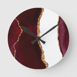 Achat Wein und Gold Runde Wanduhr