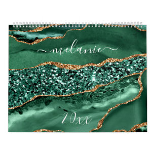 Achatgrün Gold Glitter-Kalender Personalisieren Na Kalender