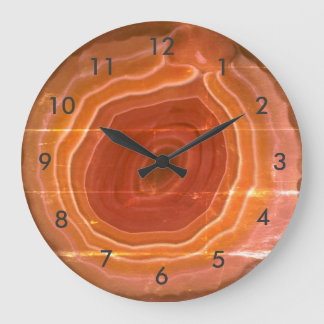 Achatscheibeorange Steinuhr mit Zahlen Große Wanduhr