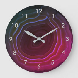 Achatscheiberosa-Steinuhr mit Zahlen Große Wanduhr