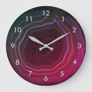 Achatscheiberosa-Steinuhr mit Zahlen Große Wanduhr