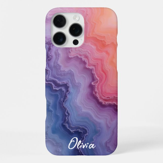 Achatstruktur in Sonnenaufgangfarben iPhone 16 Pro Max Hülle (Rückseite)