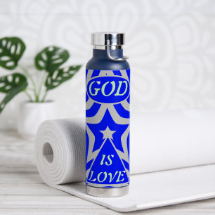 Achempong God is Liebe Star Blue & Gray Stainless Trinkflasche