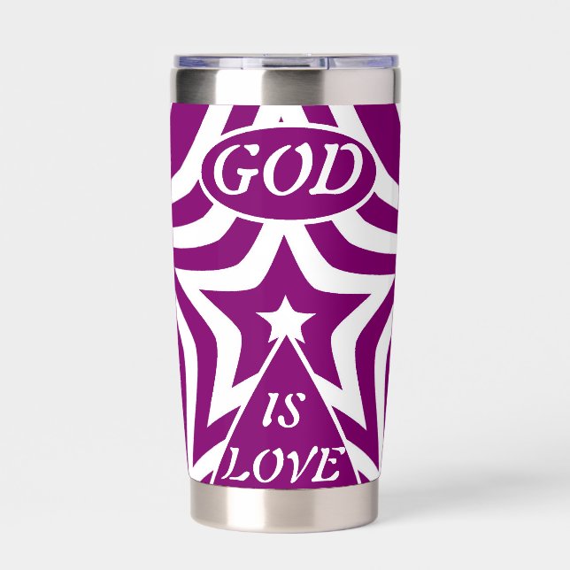Achempong God is Liebe Star Deep Lila Thermobecher (Vorderseite)