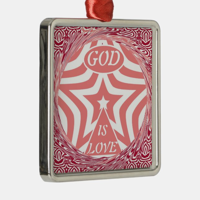Achempong God is Liebe Star Red Swirl Premium Ornament Aus Metall (Rechts)