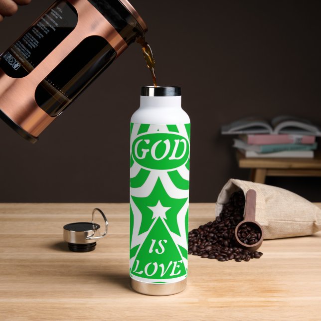 Achempong God Is Love Star Dark Pastel Green Faith Trinkflasche (Kaffee (gedreht))