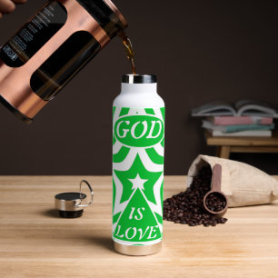 Achempong Gott ist Liebe Stern Dunkles Pastellgrün Trinkflasche