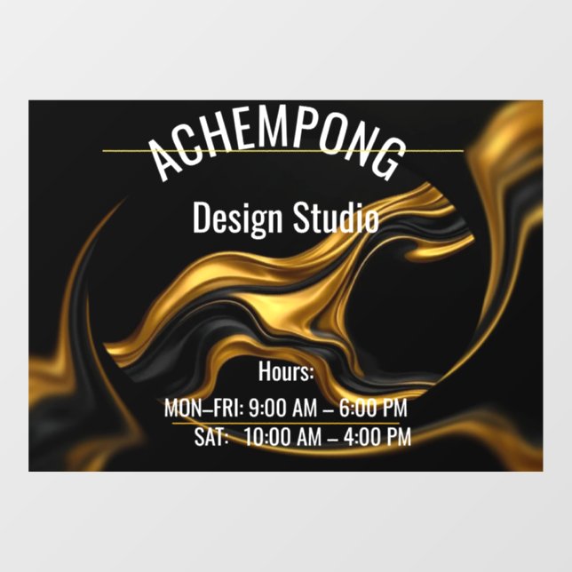 Achempong Luxury Gold Wave Window Cling – Store Ho Fensteraufkleber (Blatt)