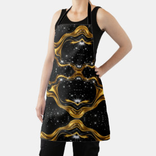 Achempong Opulentes Gold Schwarz Monochrom Designe Schürze