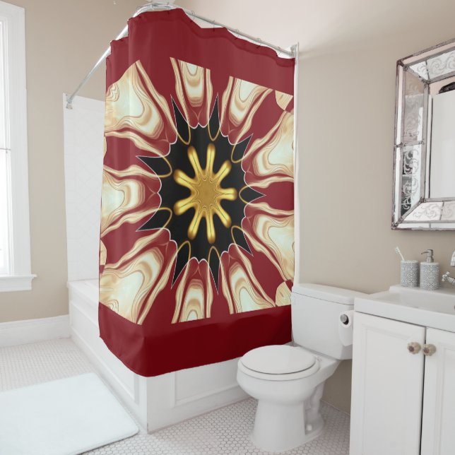 Achempong: Starburst | Deep Crimson & Gold Luxury  Duschvorhang (Beispiel)
