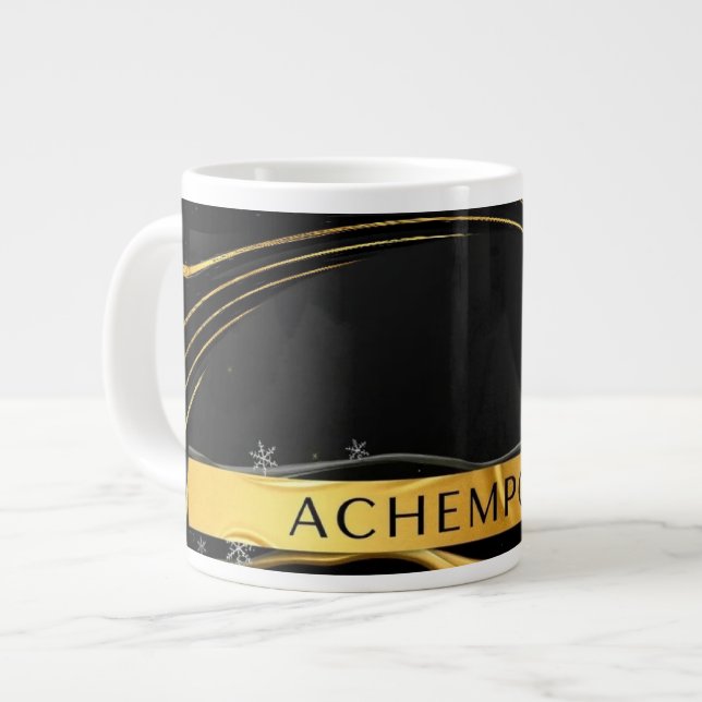 Achempong: The Auric Cascade | Opulent Liquid Gold Jumbo-Tasse (Vorderseite Links)