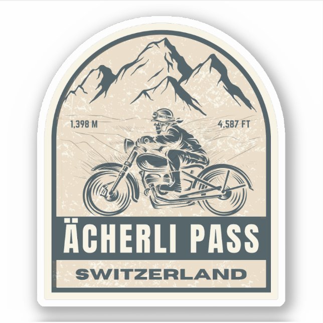 Ächerli Pass - Schweizer Alpen - Motorradtour Aufkleber (Vorderseite)