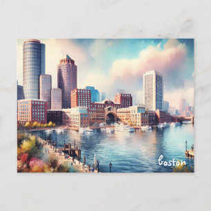 acheter bateaux Travel Vintage boston cartes posta