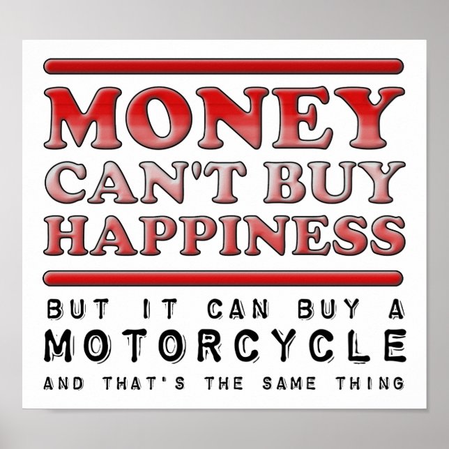 Acheter Happiness Motorcycle Funny Poster (Devant)