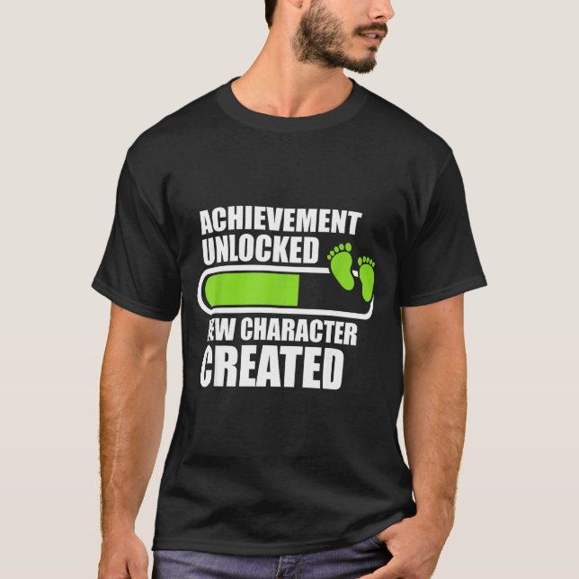 Achievement Unlocked New Character D Funny Pregnan T-Shirt (Vorderseite)