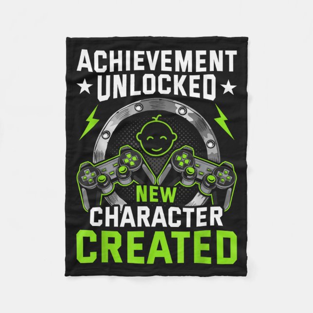 Achievement Unlocked New Character D Video Gamer  Fleecedecke (Vorderseite)