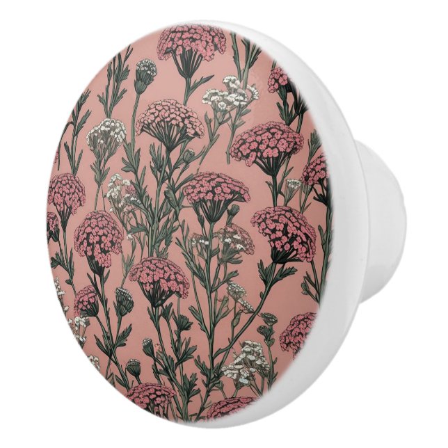 Achillea Desert Eve Deep Rose Muster Keramikknauf (Rechts)