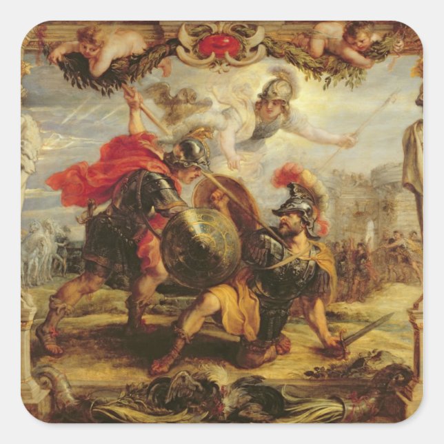 Achilles besiegte Hector, 1630-32 Quadratischer Aufkleber (Vorderseite)