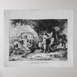 Achilles lehrght by Centaur Chiron Wie man Lyre sp Poster