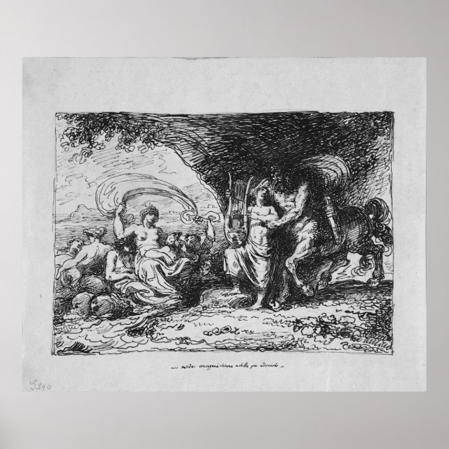 Achilles lehrght by Centaur Chiron Wie man Lyre sp Poster (Vorne)