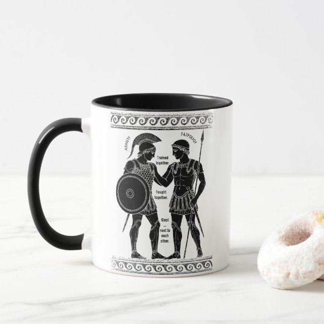 Achilles & Patroclus: Antike griechische Quee Kuns Tasse (Mit Donut)
