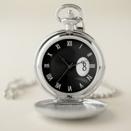 Acht Ball Billiards römische Zahlen Taschenuhr